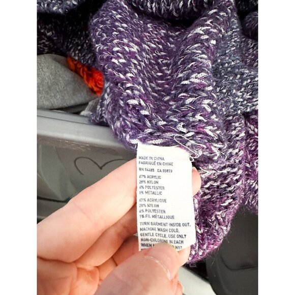 American Eagle Metallic Chunky Knit Cowl Neck Purple Oversized Womens Large - Picture 6 of 6